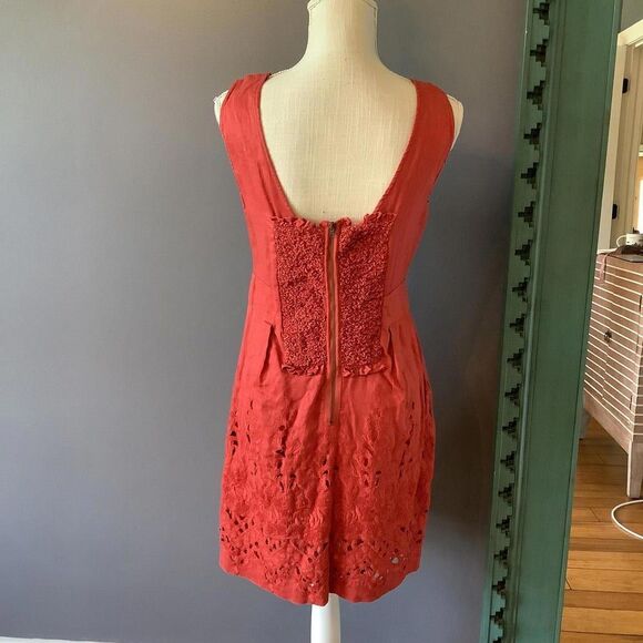 Yoana Baraschi Chic Embroidered A-Line Dress in Terra Cotta - Picture 5 of 9